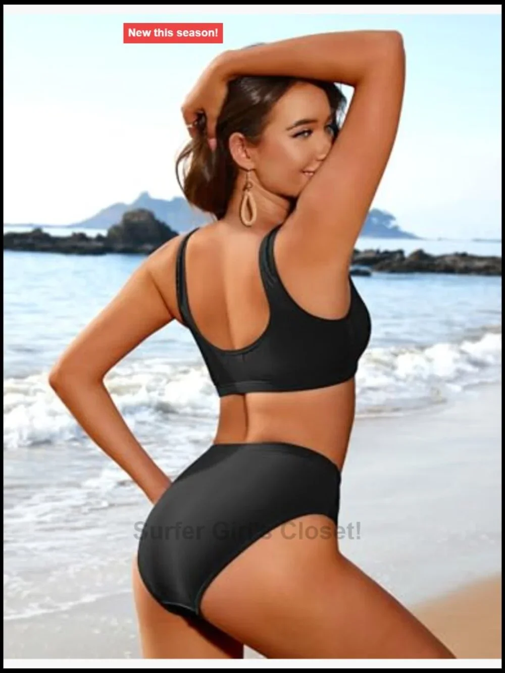 Ribbed Bikini Set Two Piece Sporty Swimsuit High Cut Bathing Suit